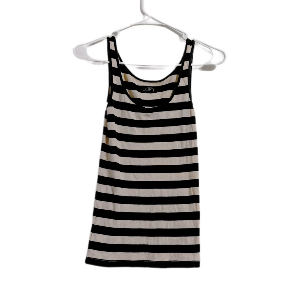 LOFT Black and Cream Striped Top